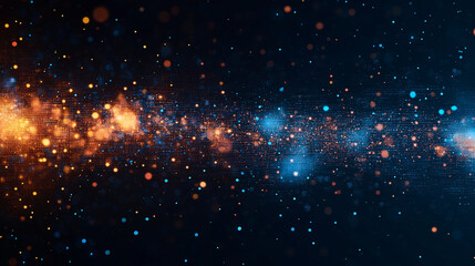 Wall Mural - cosmic dance: a mesmerizing abstract background featuring a captivating blend of blue and orange lig