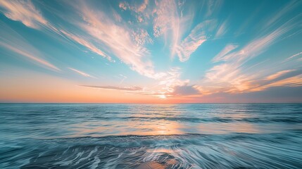 Wall Mural - beautiful summer sunset sky with vibrant orange, pink, and purple hues blending seamlessly over a tr