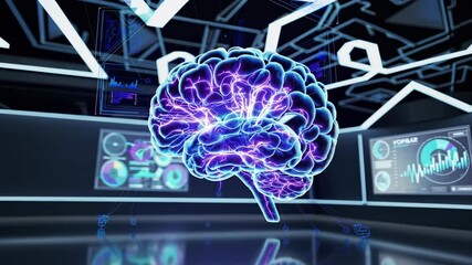 Fototapete - Exploring the intersection of technology and neuroscience in a futuristic digital environment