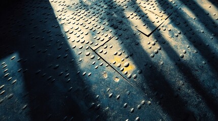 Poster - Sunlight creating shadows on anti-slip metal floor