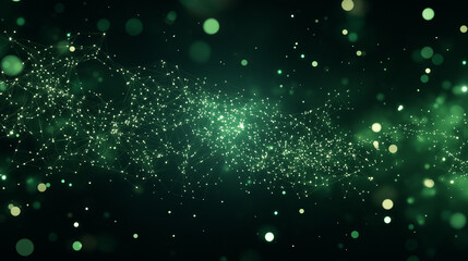 Wall Mural - emerald galaxy: a mesmerizing swirl of emerald green particles dances across a deep black background