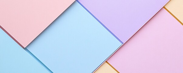 Poster - Pastel colored paper creating geometric shapes background