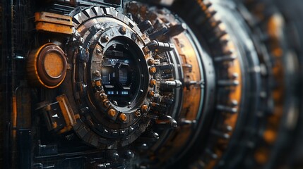 Poster - Futuristic industrial machine displaying complex engineering and technology
