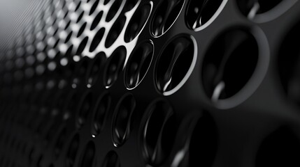 Fototapete - Abstract black metallic mesh reflecting light creating a futuristic pattern