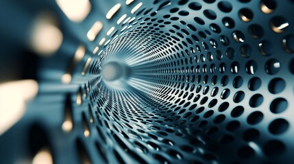 Fototapete - Abstract metallic perforated tunnel creating a futuristic perspective