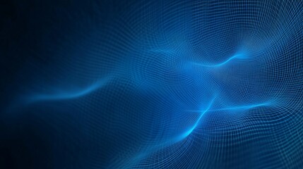 Poster - Abstract blue grid mesh representing digital data flowing in cyberspace