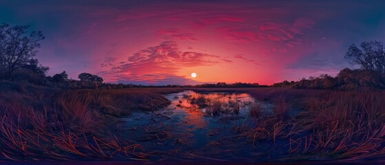 Wall Mural - dramatic golden sunset spreading across expansive dune beach with gentle waves and a serene shorelin