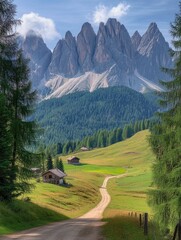 Wall Mural - Dirt Road in Lush Green Valley