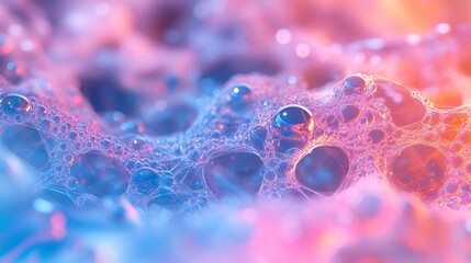 Aufkleber - Colorful soap bubbles creating abstract pattern with pink and blue hues