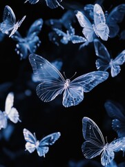 Poster - Blue butterflies in flight