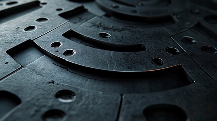 Aufkleber - Dark metallic industrial surface with rivets and grooves creating intricate pattern