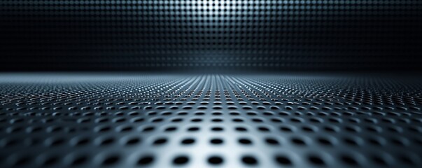 Fototapete - Metallic grid floor creating modern perspective background