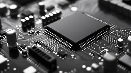 Poster - Close-up of modern microchip showing advanced semiconductor technology
