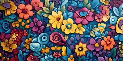 Colorful Flower Painting Close-Up