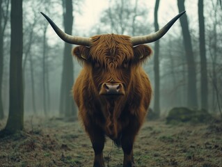 Sticker - Brown Cow in Forest