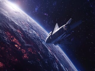 Wall Mural - space shuttle flying over earth