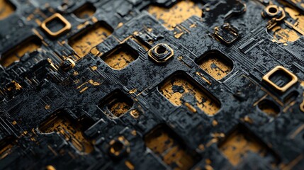Poster - Futuristic black and gold circuit board showing advanced technology