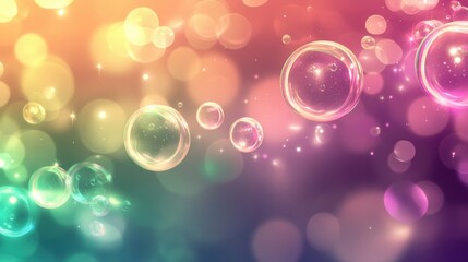 Wall Mural - Soft pastel bubbles shimmer on a warm gradient background