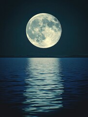 Wall Mural - full moon over calm waters
