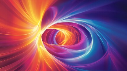 Wall Mural - 70s style neon shapes form a vibrant tunnel spiraling into a glowing portal