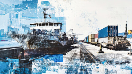 Wall Mural - Dynamic transport collage showcasing global shipping methods and logistics infrastructure