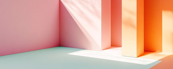 Poster - Sunlight illuminating colorful minimal geometric shapes background
