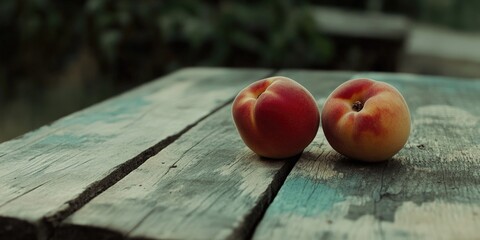 Wall Mural - Peaches on wooden table