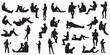 © LazyArtist - set of silhouette of people reading books standing, lying and standing vector illustration