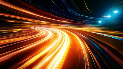 Wall Mural - light trails illuminating highway at night creating dynamic energy flow