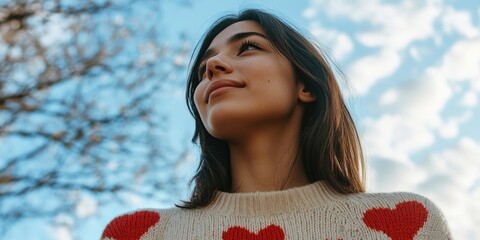 Poster - Woman in heart sweater