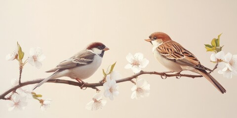 Naklejka na meble Two birds on tree branch