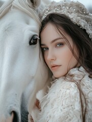 Wall Mural - Woman with White Horse