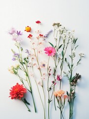 Wall Mural - Colored Flowers on White Surface