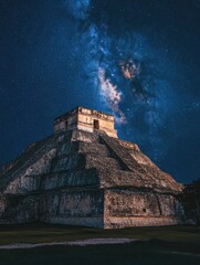 Wall Mural - ancient pyramid at night