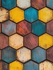 Canvas Print - Wooden hexagon pattern