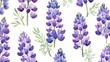 © AlfaSmart - Stunning Watercolor Purple Lupine Flowers Pattern Design