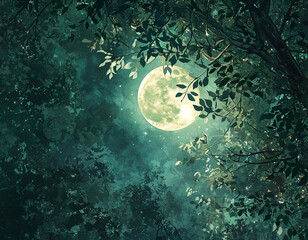 Sticker - Moonlit Forest Night