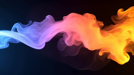 Leinwandbilder - Colorful smoke swirls in blue, pink, and orange against dark background, creating mesmerizing abstract dynamic effect that captivates viewers with its fluid movement.
