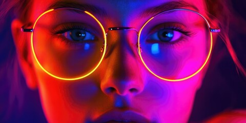 Wall Mural - Neon Glasses Close-Up