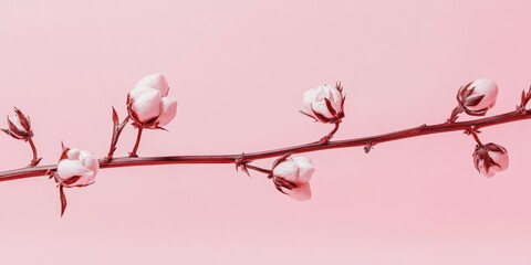 Poster - Cotton Plant Branch Pink Background