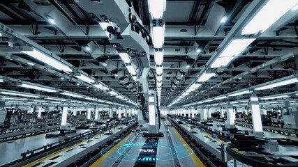 Fototapete - Advanced robotic assembly in a modern manufacturing facility showcasing automation efficiency and precision