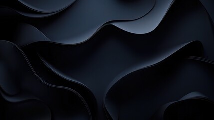 Wall Mural - Dark Blue Abstract Background with Black Shadows and Smooth Waves