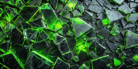 Shattered Green Glass Texture Background