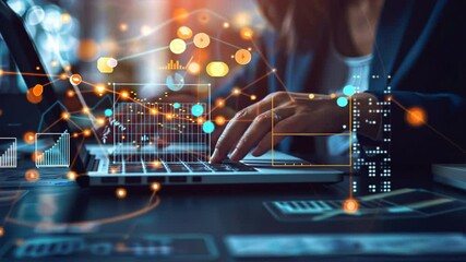 Poster - Data Analysis and Technology Insights from Digital Transformation with Graphs and Charts on Laptop for Business Decision Making