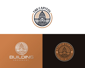 classic government capitol dome building architecture logo template for business company