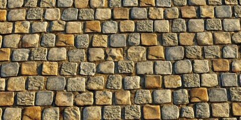 Poster - A Detailed View of a Cobblestone Pathway Composed of Irregularly Shaped Stones in a Patterned Arrangement