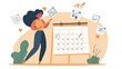 © Atthapon - A woman is standing in front of a calendar with a pencil in her hand