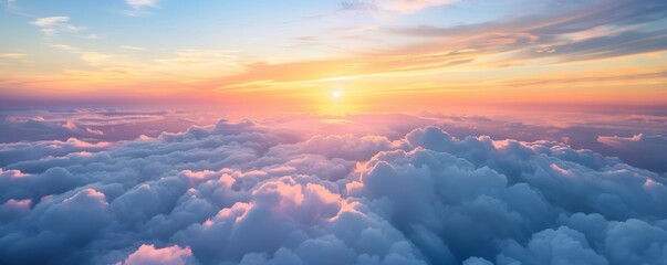 Wall Mural - beautiful cumulus clouds at sunset in the panoramic blue sky