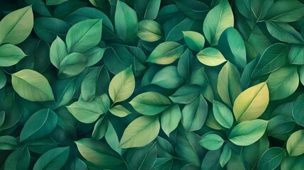 A large number of green leaves arranged in rows, forming an abstract background with detailed textures and natural patterns
