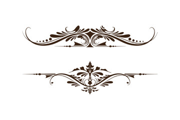 Wall Mural - beautiful graphic with a black elegant plant ornament on an isolated background